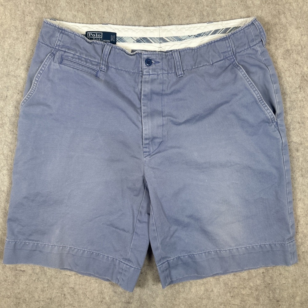 Polo Ralph Lauren Shorts Mens 36 Classic Chino Flat Front Casual Blue